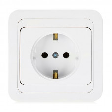 Розетка с/у Makel Mimoza 12028, 1 гнездо, c/з, 16А, 230В, IP20, белая