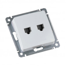 Розетка в рамку компьютерная RJ-45 кат.5е Hegel Master РСКК-440, с/у, 2 гнезда, IP20, белая